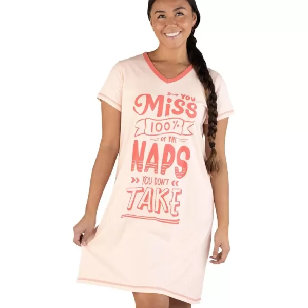 Lazy One Womens Nightgown Funny VNeck Sleep Shirt for Women Novelty Pajama ShirtsMiss Nap Nightshirts