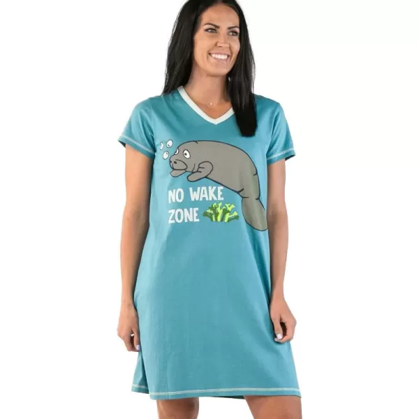 Lazy One Womens Nightgown Funny VNeck Sleep Shirt for Women Novelty Pajama ShirtsNo Wake Zone Nightshirt