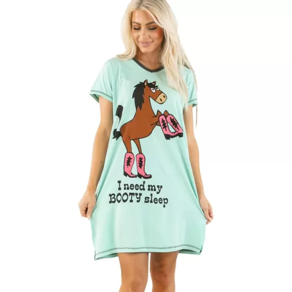 Lazy One Womens Nightgown Funny VNeck Sleep Shirt for Women Novelty Pajama TeesBlue Booty Sleep Nightshirt