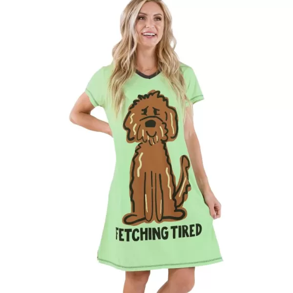 Lazy One Womens Nightgown Funny VNeck Sleep Shirt for Women Novelty Pajama TeesFetching Tired Nightshirt