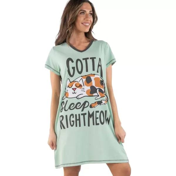 Lazy One Womens Nightgown Funny VNeck Sleep Shirt for Women Novelty Pajama TeesGotta Sleep Meow Nightshirt