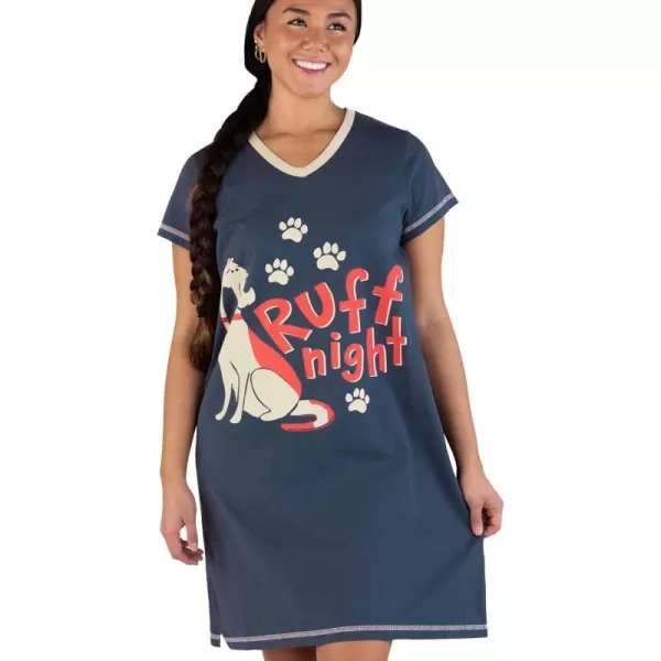Lazy One Womens Nightgown Funny VNeck Sleep Shirt for Women Novelty Pajama TeesRuff Night Nightshirt
