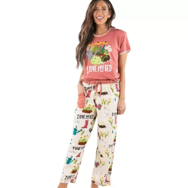 Lazy One Womens Pajama Set Short Sleeves with Cute Prints Relaxed FitLove My Bed Pj Set