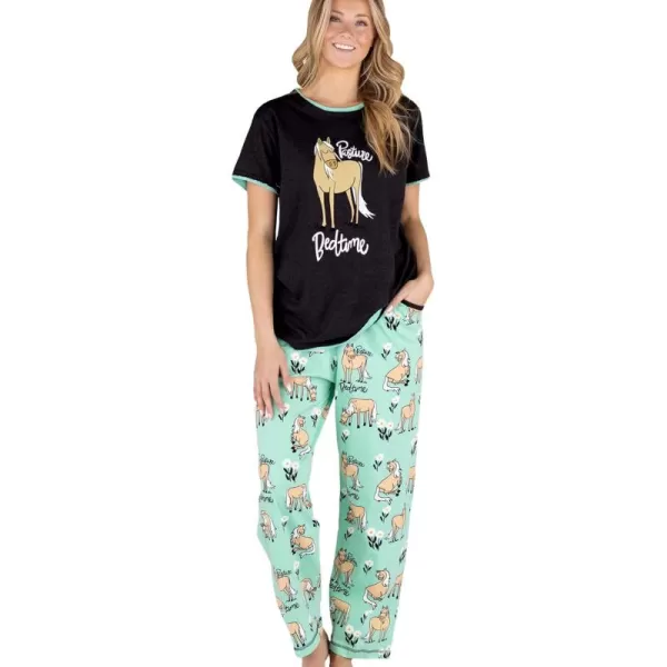 Lazy One Womens Pajama Set Short Sleeves with Cute Prints Relaxed FitPasture Bedtime Mint Pajama Set