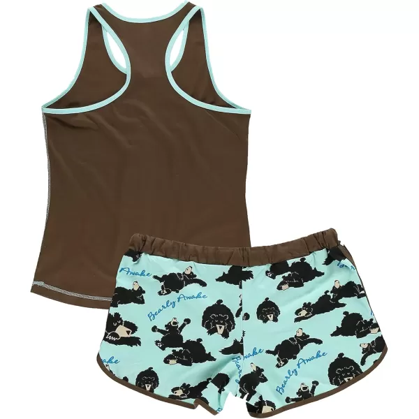 Lazy One Matching Pajamas for Women Cute Pajama Shorts and Tank Top Set Animal Bear Bearly Awake Large