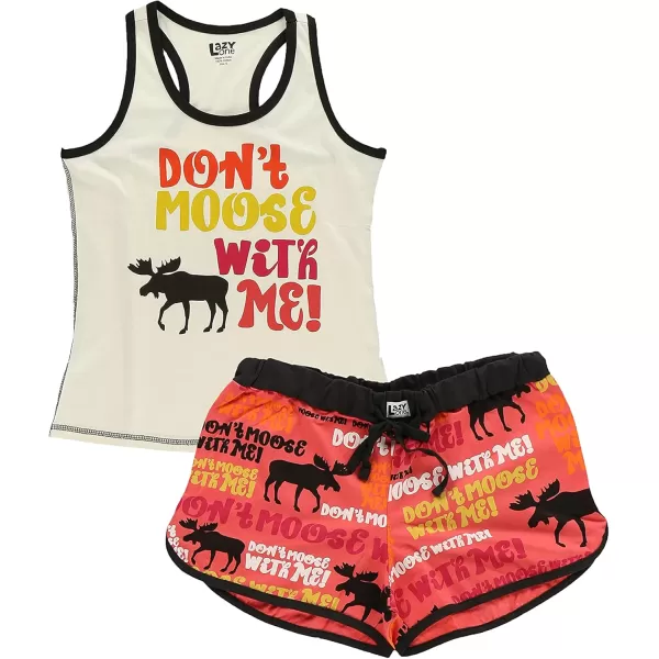 Lazy One Matching Pajamas for Women Cute Pajama Shorts and Tank Top Set Animal Dont Mess With Me Dont Moose With Me Medium