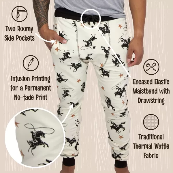 Lazy One Pajama Pants for Men Cotton Long Johns for MenCowboy Long John