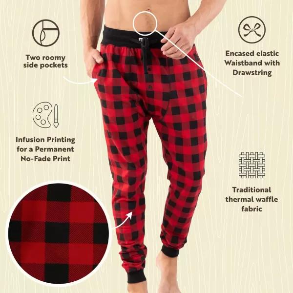 Lazy One Pajama Pants for Men Cotton Long Johns for MenRed Plaid Long John