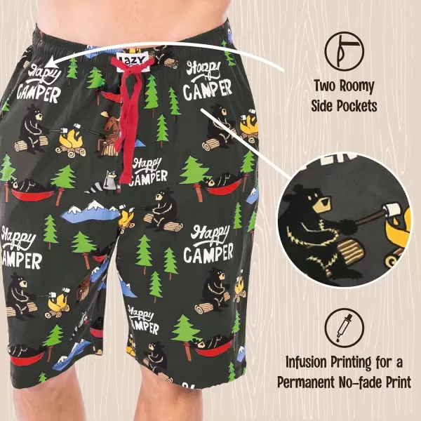Lazy One Pajama Shorts for Men Mens Pajama Bottoms SleepwearHappy Camper