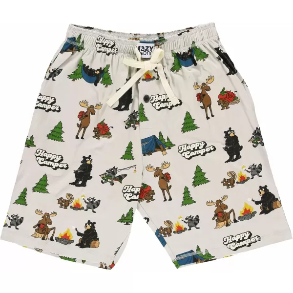 Lazy One Pajama Shorts for Men Mens Pajama Bottoms SleepwearHappy Camper Grey