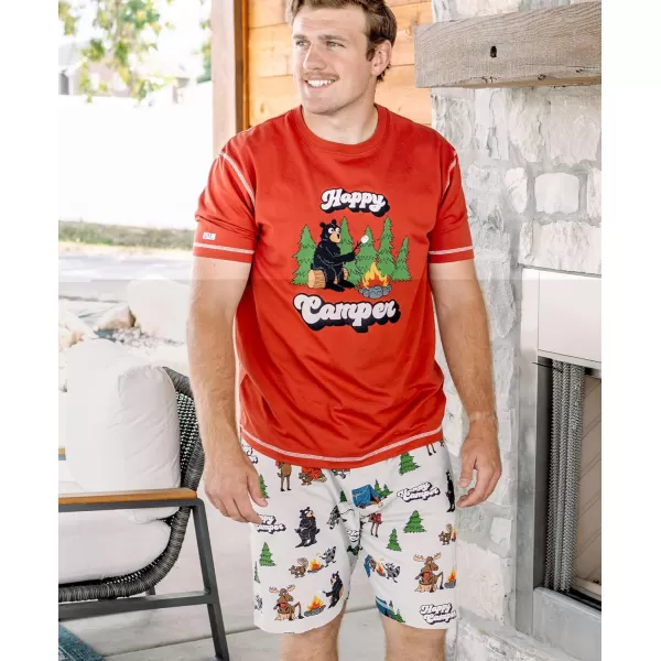 Lazy One Pajama Shorts for Men Mens Pajama Bottoms SleepwearHappy Camper Grey