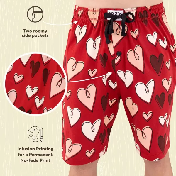 Lazy One Pajama Shorts for Men Mens Pajama Bottoms SleepwearHearts