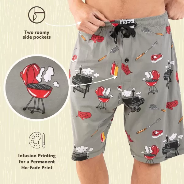 Lazy One Pajama Shorts for Men Mens Pajama Bottoms SleepwearLight Grey