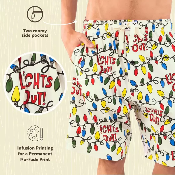 Lazy One Pajama Shorts for Men Mens Pajama Bottoms SleepwearLights Out