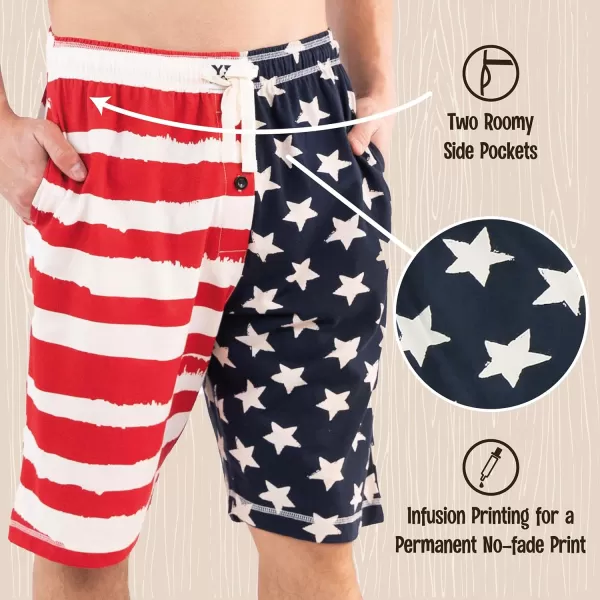 Lazy One Pajama Shorts for Men Mens Pajama Bottoms SleepwearStars and Stripes