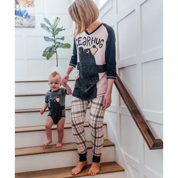 Lazyone Womens Soft Casual Pajama Leggings and Tall Tee Sets With Cute Fun Prints Cute Womens Pajama SetsBear Hug Legging Set