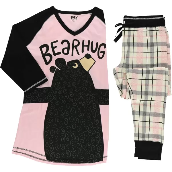 Lazyone Womens Soft Casual Pajama Leggings and Tall Tee Sets With Cute Fun Prints Cute Womens Pajama SetsBear Hug Legging Set