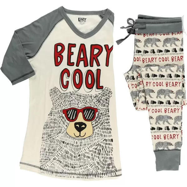 Lazyone Womens Soft Casual Pajama Leggings and Tall Tee Sets With Cute Fun Prints Cute Womens Pajama SetsBeary Cool Pajama Set