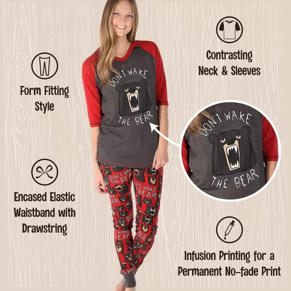 Lazyone Womens Soft Casual Pajama Leggings and Tall Tee Sets With Cute Fun Prints Cute Womens Pajama SetsDont Wake the Bear Pajama Set