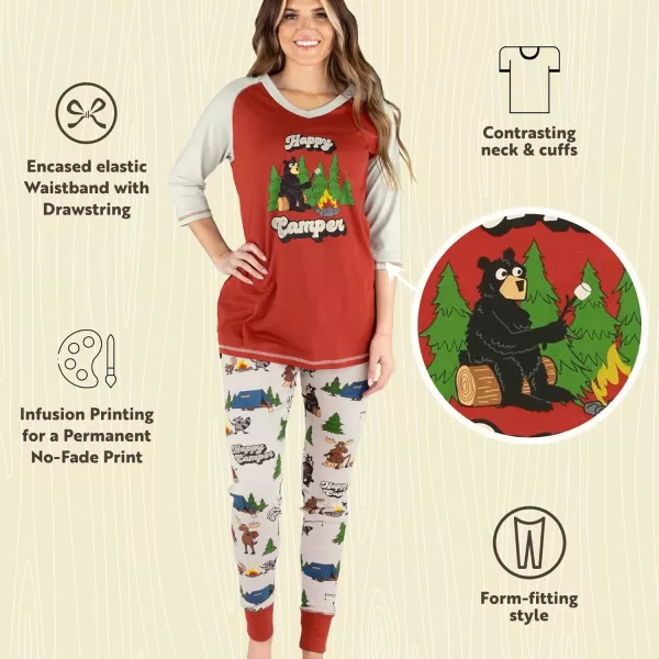 Lazyone Womens Soft Casual Pajama Leggings and Tall Tee Sets With Cute Fun Prints Cute Womens Pajama SetsHappy Camper Pajama Set