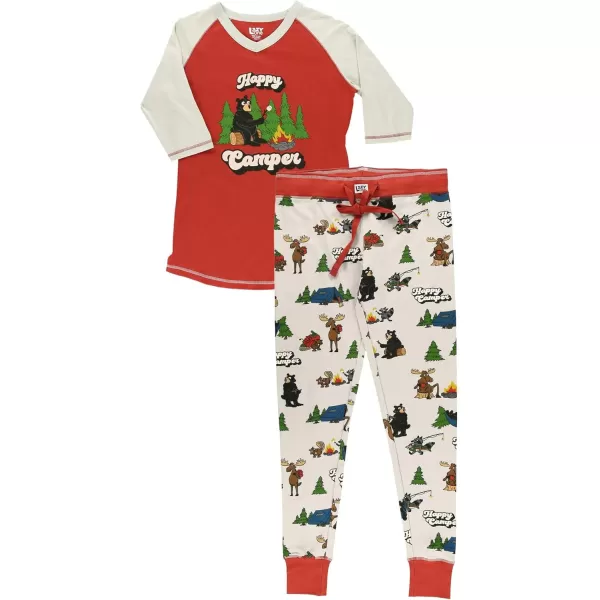 Lazyone Womens Soft Casual Pajama Leggings and Tall Tee Sets With Cute Fun Prints Cute Womens Pajama SetsHappy Camper Pajama Set