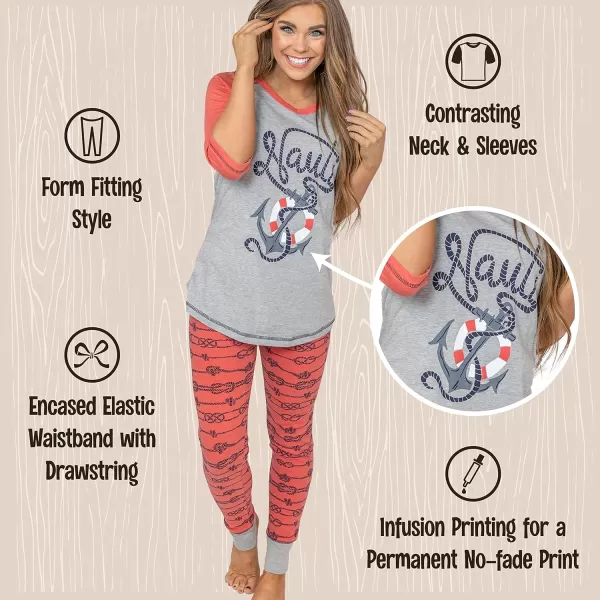 Lazyone Womens Soft Casual Pajama Leggings and Tall Tee Sets With Cute Fun Prints Cute Womens Pajama SetsNauti Pajama Set