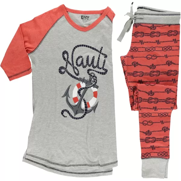 Lazyone Womens Soft Casual Pajama Leggings and Tall Tee Sets With Cute Fun Prints Cute Womens Pajama SetsNauti Pajama Set