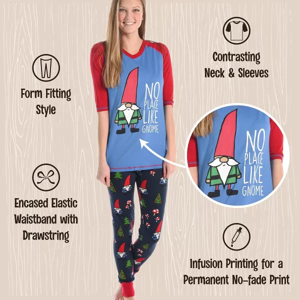 Lazyone Womens Soft Casual Pajama Leggings and Tall Tee Sets With Cute Fun Prints Cute Womens Pajama SetsNo Place Like Gnome Pajama Set
