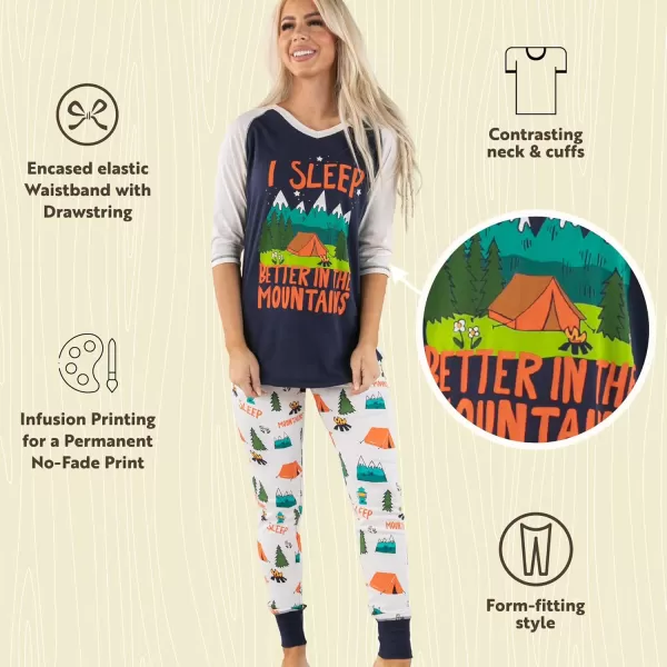 Lazyone Womens Soft Casual Pajama Leggings and Tall Tee Sets With Cute Fun Prints Cute Womens Pajama SetsSleep in Mtn Pajama Set