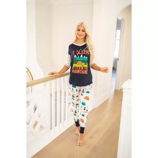 Lazyone Womens Soft Casual Pajama Leggings and Tall Tee Sets With Cute Fun Prints Cute Womens Pajama SetsSleep in Mtn Pajama Set