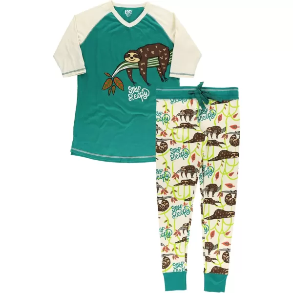 Lazyone Womens Soft Casual Pajama Leggings and Tall Tee Sets With Cute Fun Prints Cute Womens Pajama SetsStay Sleepy Sloth Pajama Set