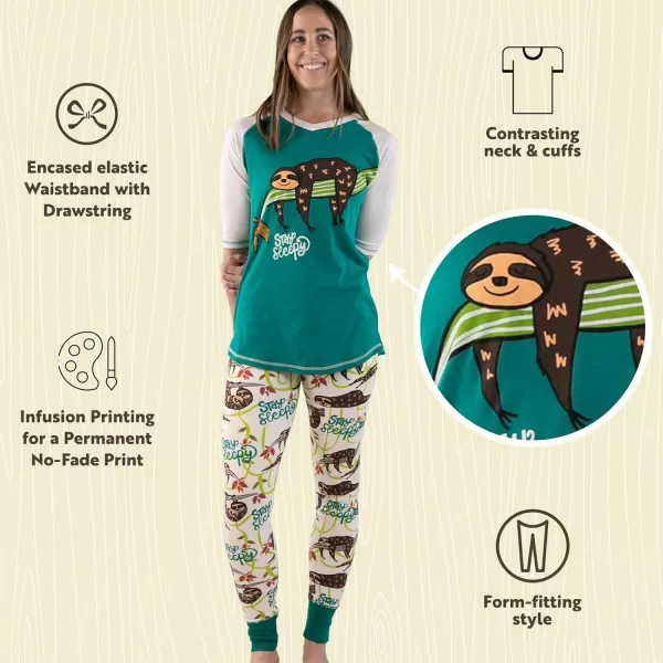 Lazyone Womens Soft Casual Pajama Leggings and Tall Tee Sets With Cute Fun Prints Cute Womens Pajama SetsStay Sleepy Sloth Pajama Set