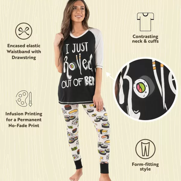 Lazyone Womens Soft Casual Pajama Leggings and Tall Tee Sets With Cute Fun Prints Cute Womens Pajama SetsSushi Legging Set