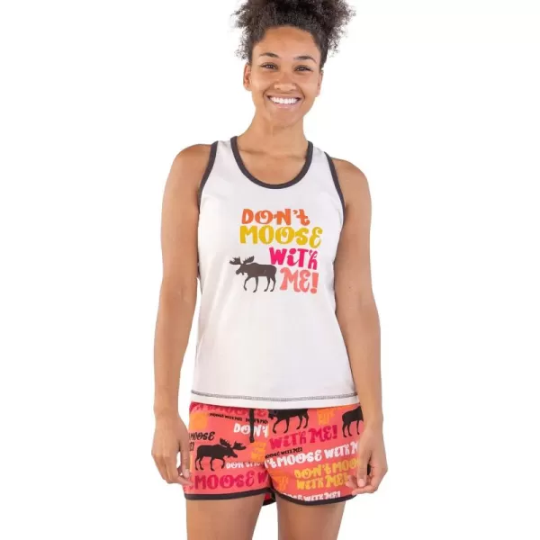 Lazy One Matching Pajamas for Women Cute Pajama Shorts and Tank Top Set Animal Dont Mess With Me Dont Moose With Me Medium