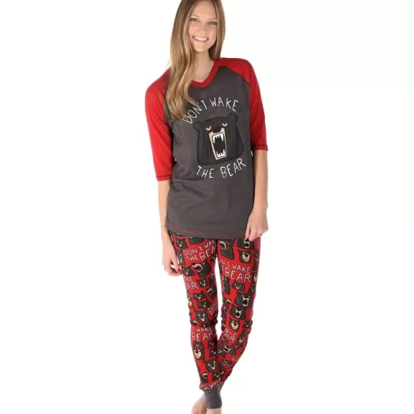 Lazyone Womens Soft Casual Pajama Leggings and Tall Tee Sets With Cute Fun Prints Cute Womens Pajama SetsDont Wake the Bear Pajama Set
