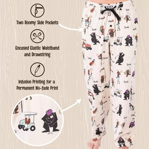 Lazy One Animal Pajama Pants For Men Mens Separate Bottoms Lounge PantsCream Golfers Pajama Pants