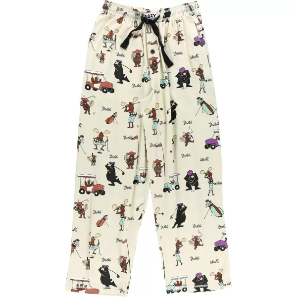 Lazy One Animal Pajama Pants For Men Mens Separate Bottoms Lounge PantsCream Golfers Pajama Pants