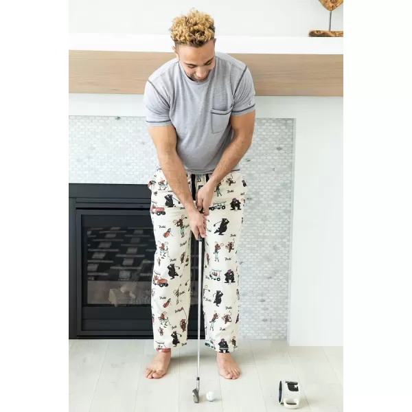 Lazy One Animal Pajama Pants For Men Mens Separate Bottoms Lounge PantsCream Golfers Pajama Pants