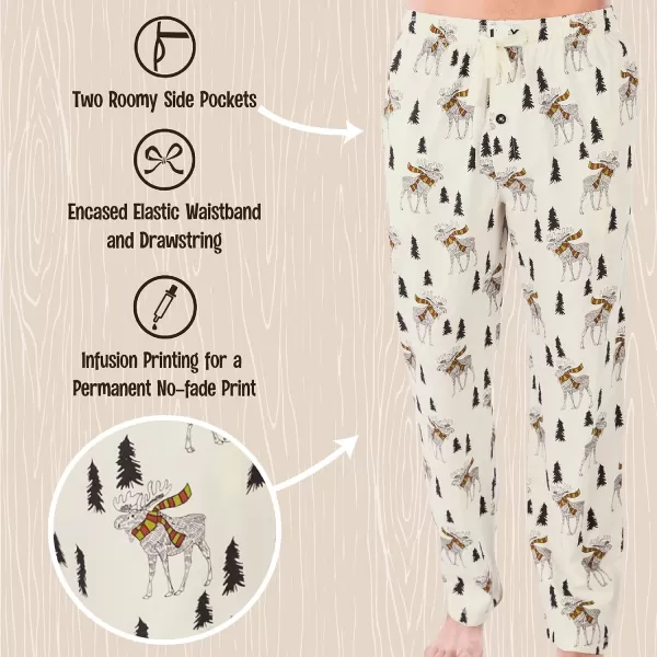 Lazy One Animal Pajama Pants For Men Mens Separate Bottoms Lounge PantsCream Moosletoe Pajamas Pants