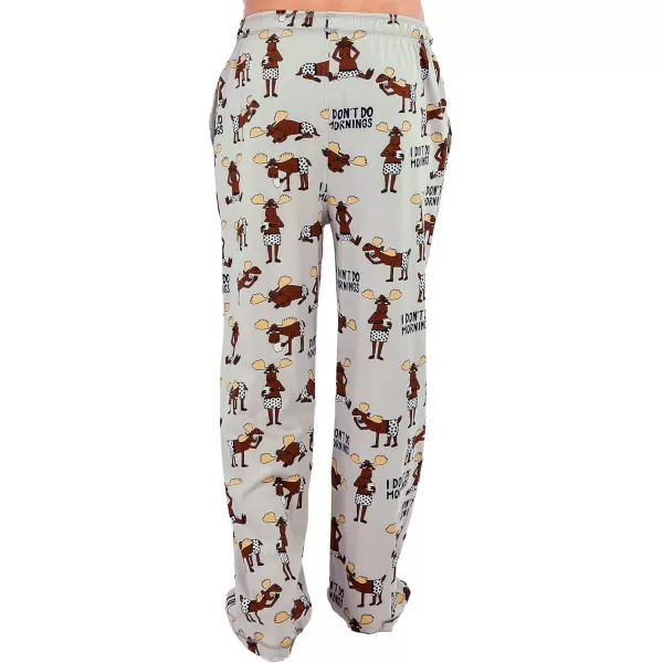 Lazy One Animal Pajama Pants For Men Mens Separate Bottoms Lounge PantsLight Grey Dont Do Mornings Moose Pajama Pants