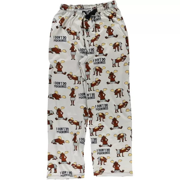 Lazy One Animal Pajama Pants For Men Mens Separate Bottoms Lounge PantsLight Grey Dont Do Mornings Moose Pajama Pants