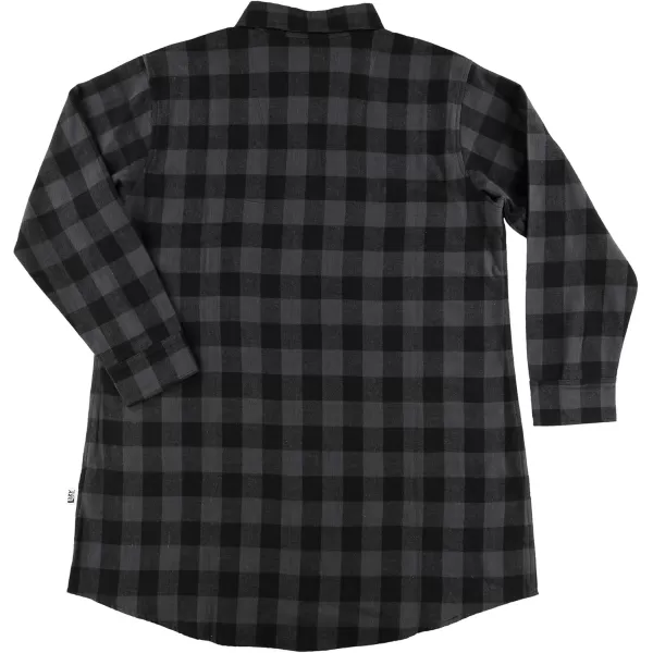 Lazy One ButtonUp Sleep Shirt Flannel Nightshirts for Women Cute Plaid DesignsGrey Buffalo Check Button Down
