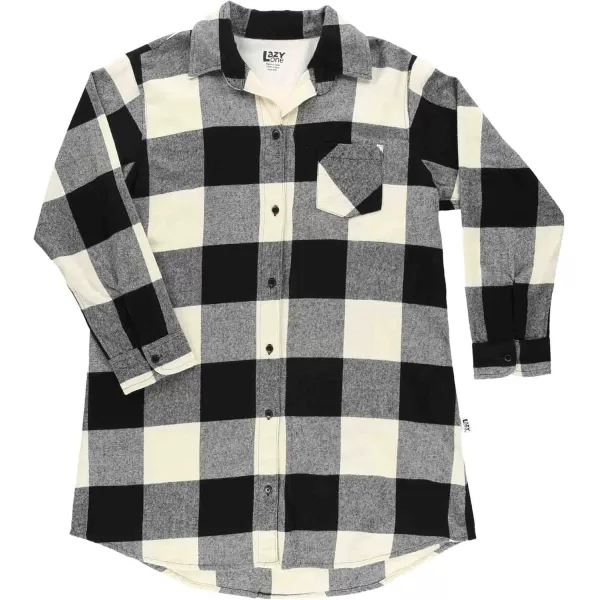 Lazy One ButtonUp Sleep Shirt Flannel Nightshirts for Women Cute Plaid DesignsTruck Plaid Button Down