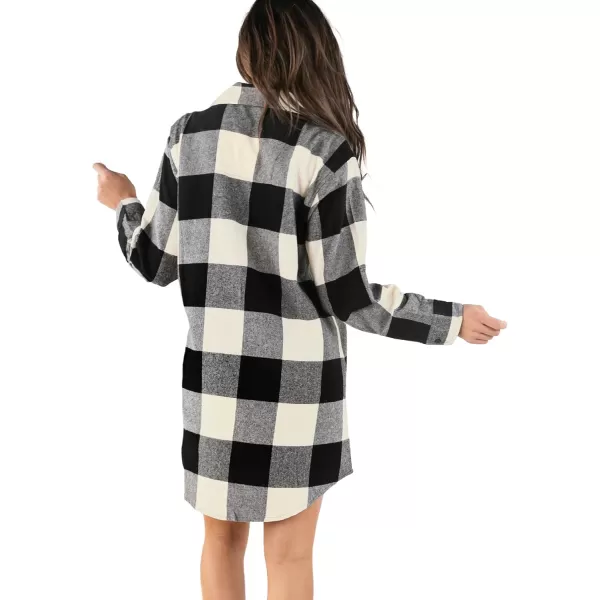 Lazy One ButtonUp Sleep Shirt Flannel Nightshirts for Women Cute Plaid DesignsTruck Plaid Button Down