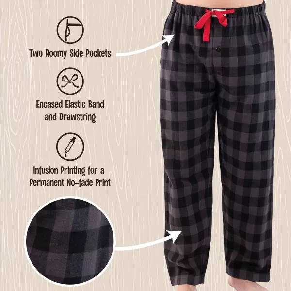 Lazy One Flannel Pajama Pants For Men Mens Separate Bottoms Lounge PantsGrey Buffalo Check Mens Pajama Pants
