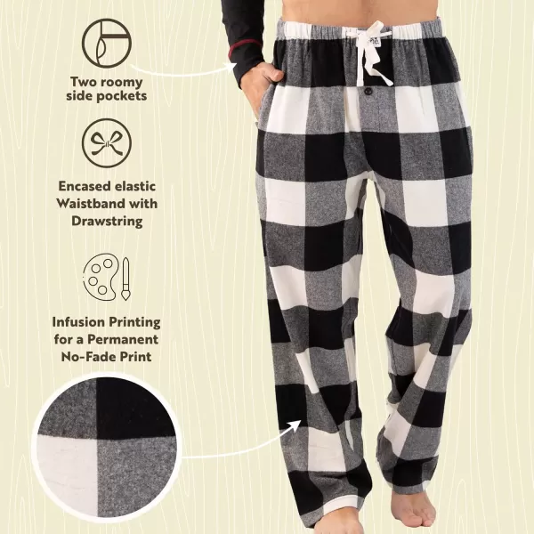 Lazy One Flannel Pajama Pants For Men Mens Separate Bottoms Lounge PantsWhite Buffalo Check Mens Pajama Pants
