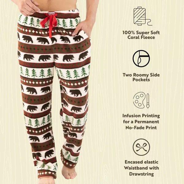 Lazy One Mens Fleece Pajama Pants Nordic Fleece Pajama Bottoms for Men Warm Pajama PantsBear Essentials Pajama Pants