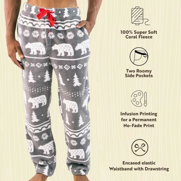 Lazy One Mens Fleece Pajama Pants Nordic Fleece Pajama Bottoms for Men Warm Pajama PantsNordic Bear Pajama Pants