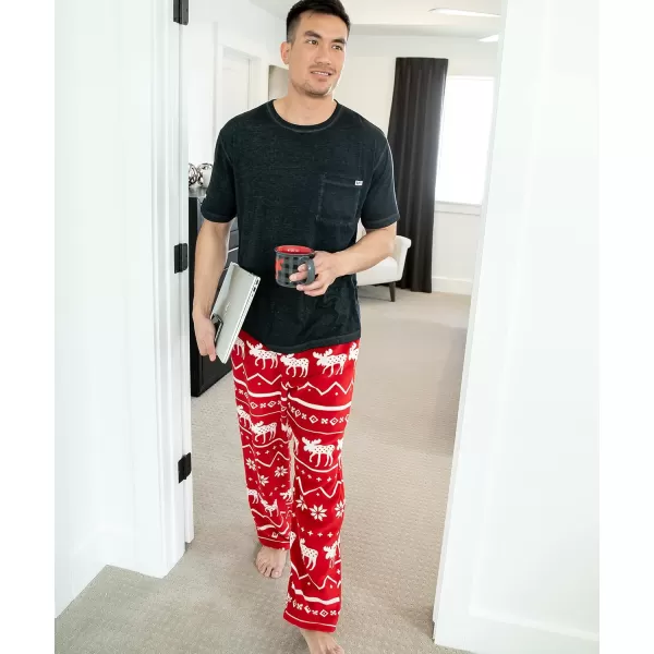 Lazy One Mens Fleece Pajama Pants Nordic Fleece Pajama Bottoms for Men Warm Pajama PantsNordic Moose Pajama Pants