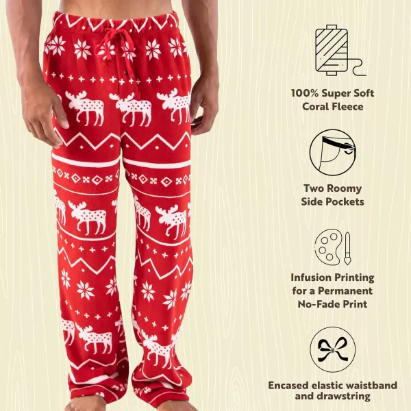Lazy One Mens Fleece Pajama Pants Nordic Fleece Pajama Bottoms for Men Warm Pajama PantsNordic Moose Pajama Pants